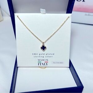 LUCIA MARA Four Leaf Clover‎  Black 18KT Gold Plated Sterling Silver necklace